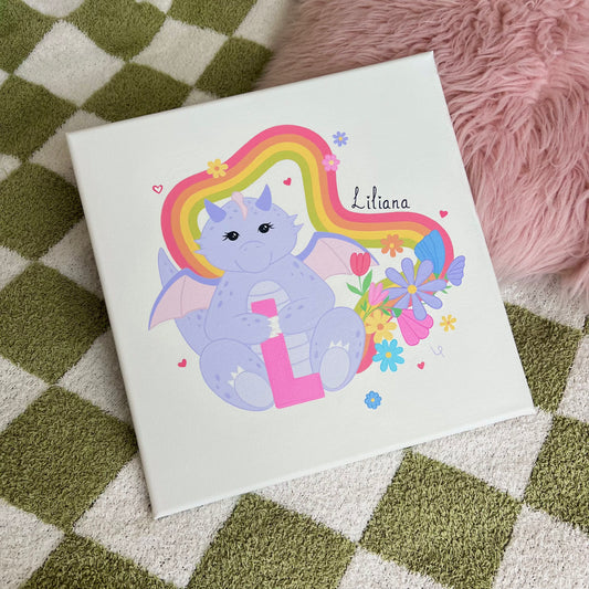 Personalized Whimsical Dragon Name Artwork – Custom Baby Name Wall Art